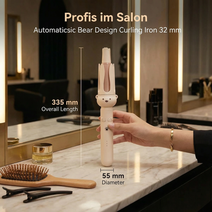 Automatic Bear Design Curling Iron 32 mm – Electric Rotating Curl Styler