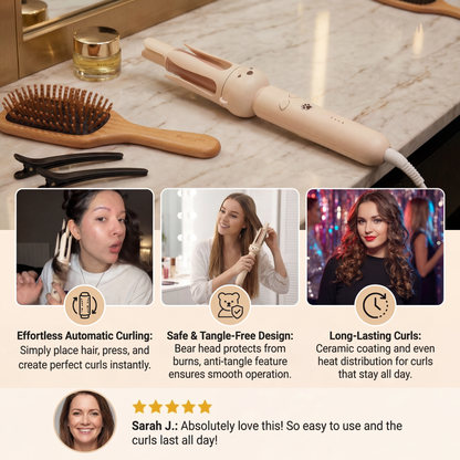Automatic Bear Design Curling Iron 32 mm – Electric Rotating Curl Styler