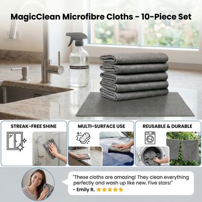 MagicClean Microfibre Cloths – 10-Piece Set | Streak-Free & Reusable