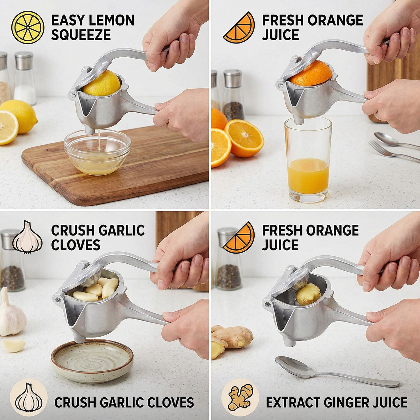 Aluminum Hand Juicer – Manual Press for Fruits & More