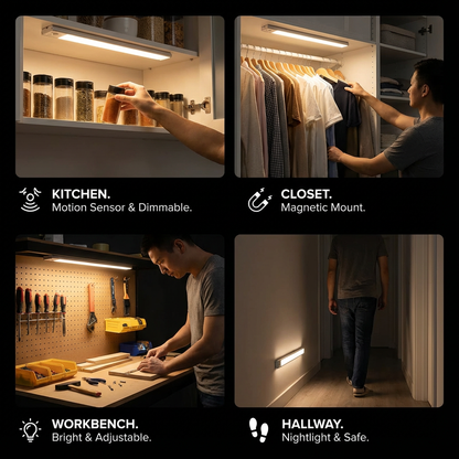 Wireless LED Under-Cabinet Light with Motion Sensor – Magnetic & Dimmable