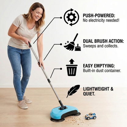 2-In-1 Hoover Broom Without Electricity