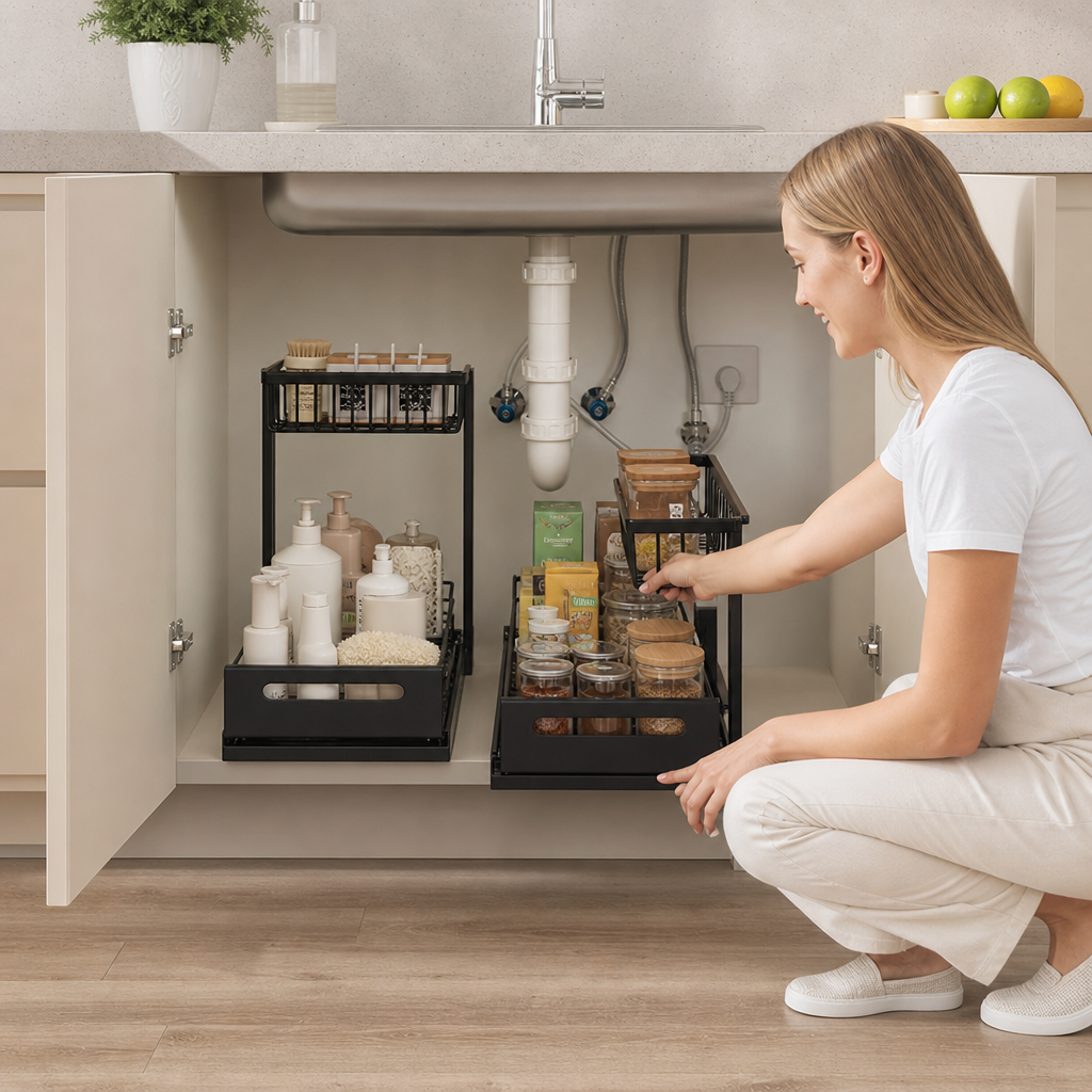 2-Tier Pull-Out Under-Sink Storage Organizer