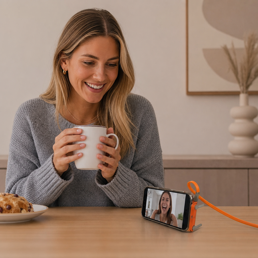 2-in-1 Durable & Foldable Phone Stand with Detachable USB-C Charging Cable