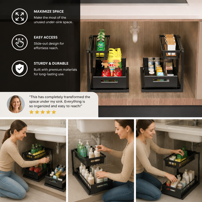 2-Tier Pull-Out Under-Sink Storage Organizer