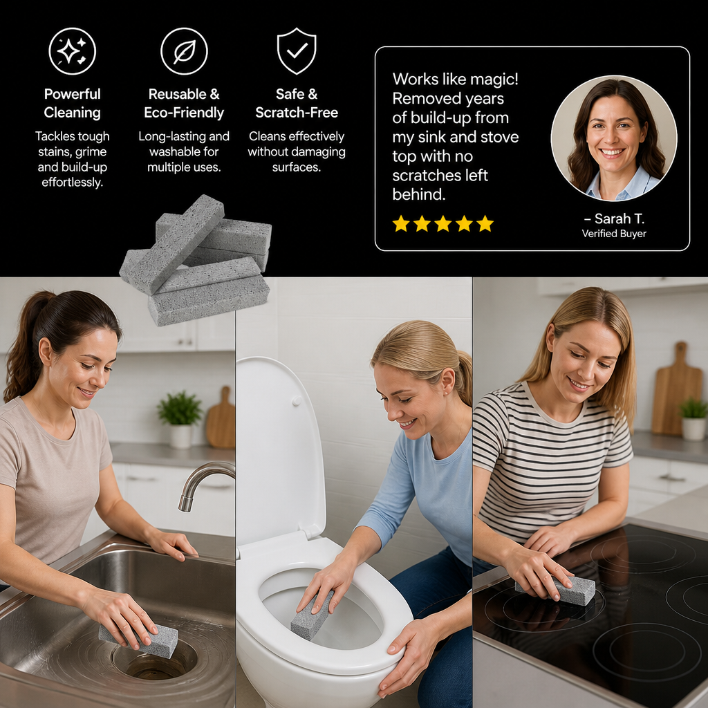 Reusable Pumice Scouring Pads for Tough Household & Kitchen Cleaning