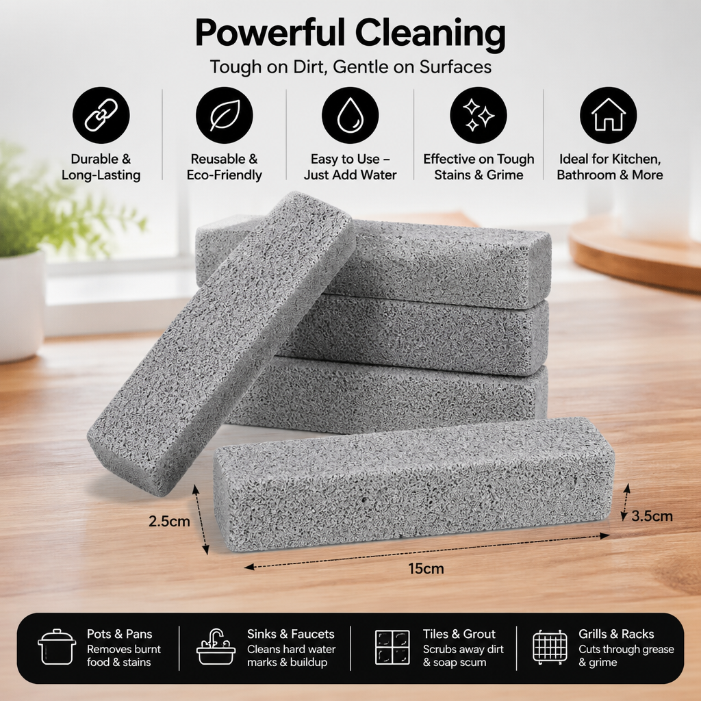 Reusable Pumice Scouring Pads for Tough Household & Kitchen Cleaning