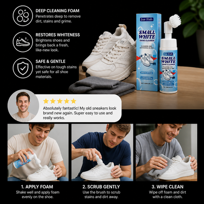 Waterless Sneaker & Shoe Cleaning Kit with Foam Cleaner, Brush & Cloth