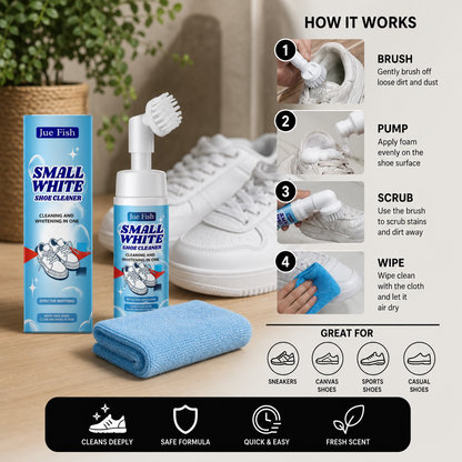 Waterless Sneaker & Shoe Cleaning Kit with Foam Cleaner, Brush & Cloth