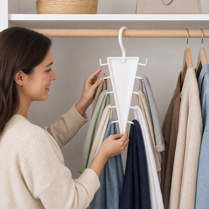 V-Shaped 12-Hook Space-Saving Closet Organizer with 360° Rotating Hanger