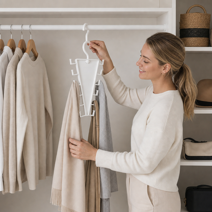 V-Shaped 12-Hook Space-Saving Closet Organizer with 360° Rotating Hanger