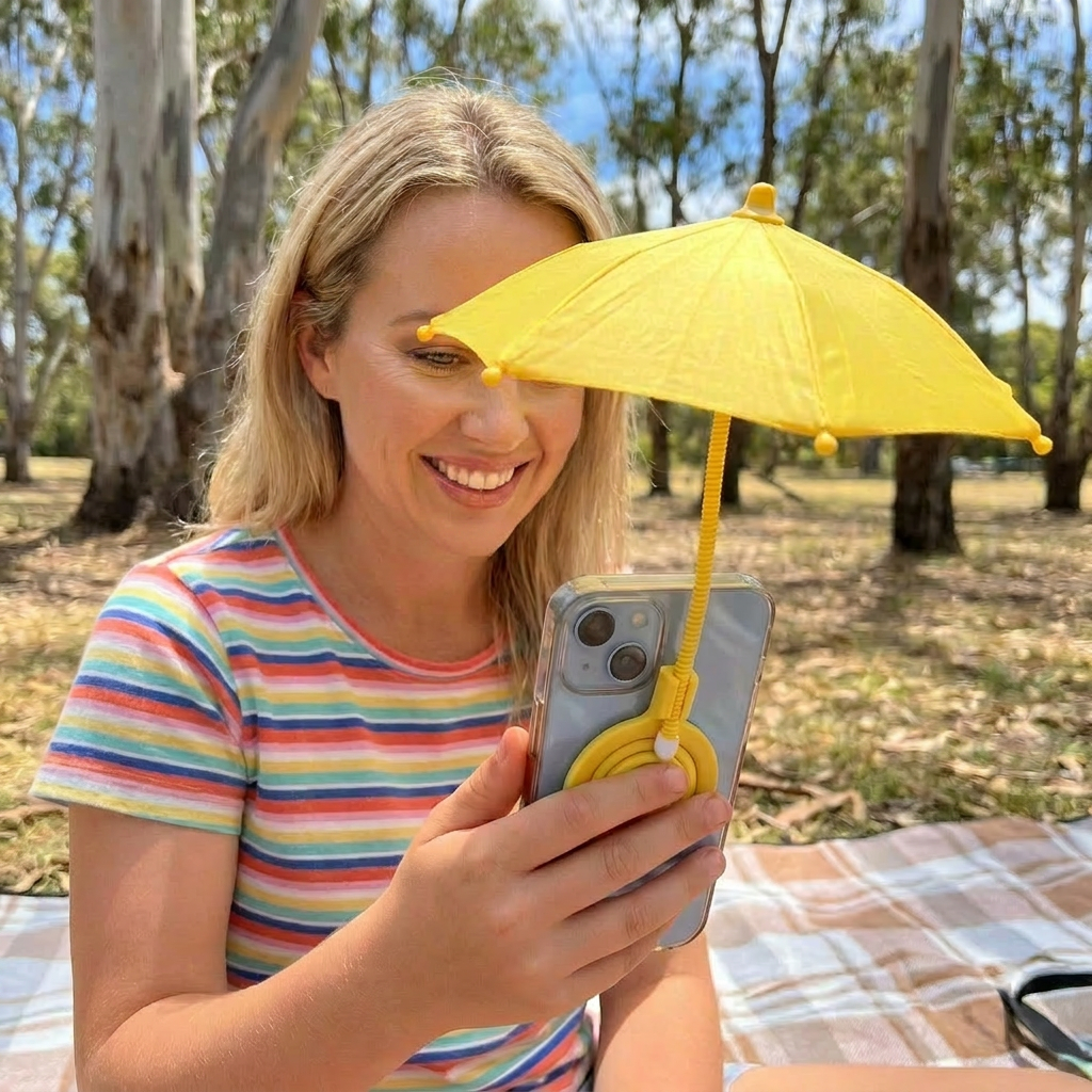Magnetic Mini Phone Sunshade – Extendable Holder for Flexible Sun Protection on the Go