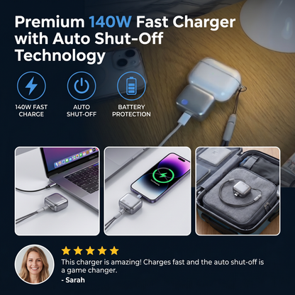 Premium 140W Fast Charger with Auto Shut-Off Technology