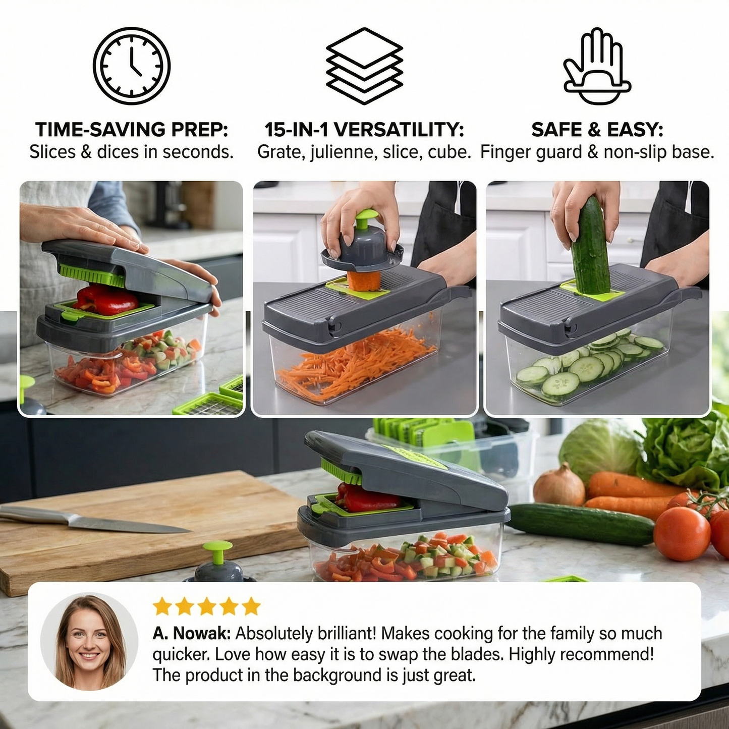 15-in-1 Fruit & Vegetable Slicer – Slice, Dice & Grate