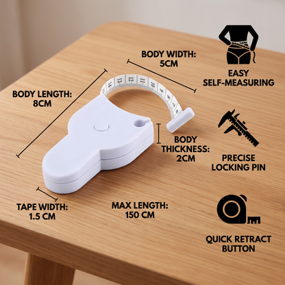 Retractable 3D Body Measuring Tape for Waist, Hips, Bust & Arms