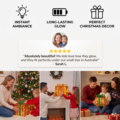 LED Light-Up Christmas Gift Box Decoration Set of 3
