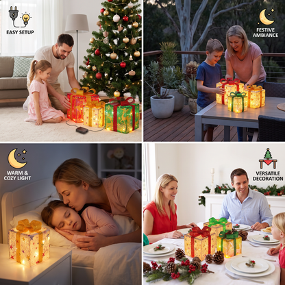 LED Light-Up Christmas Gift Box Decoration Set of 3