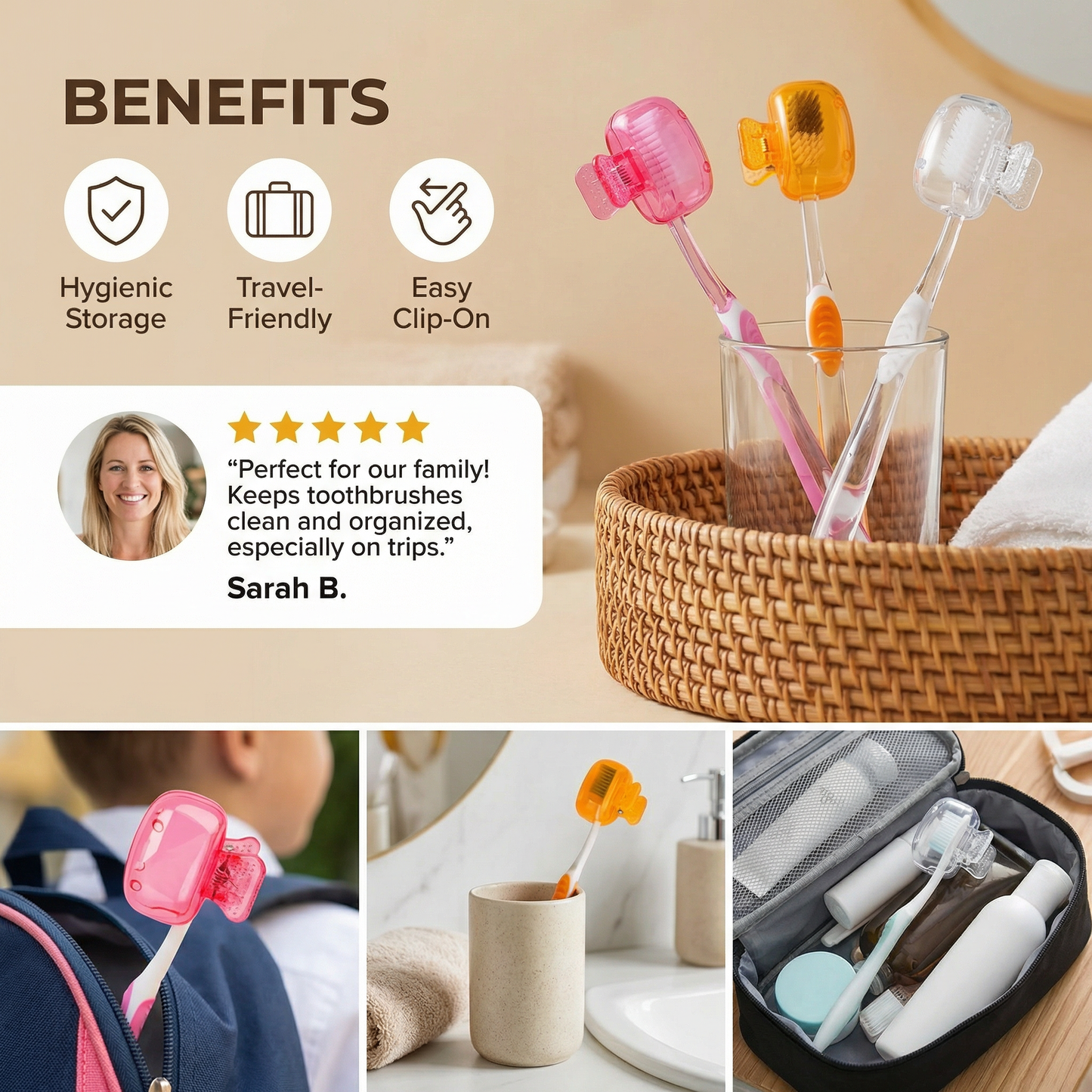 Set of 3 Toothbrush Cover