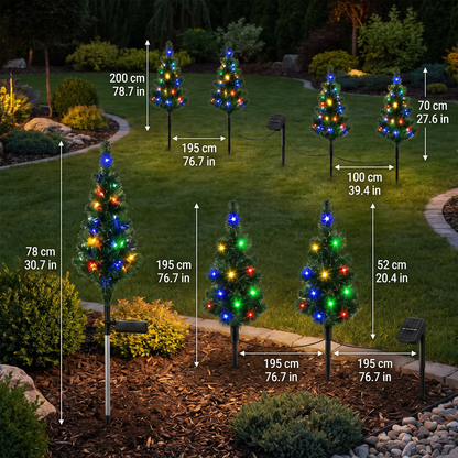 Solar Christmas Tree Stake Lights with Multicolor LEDs
