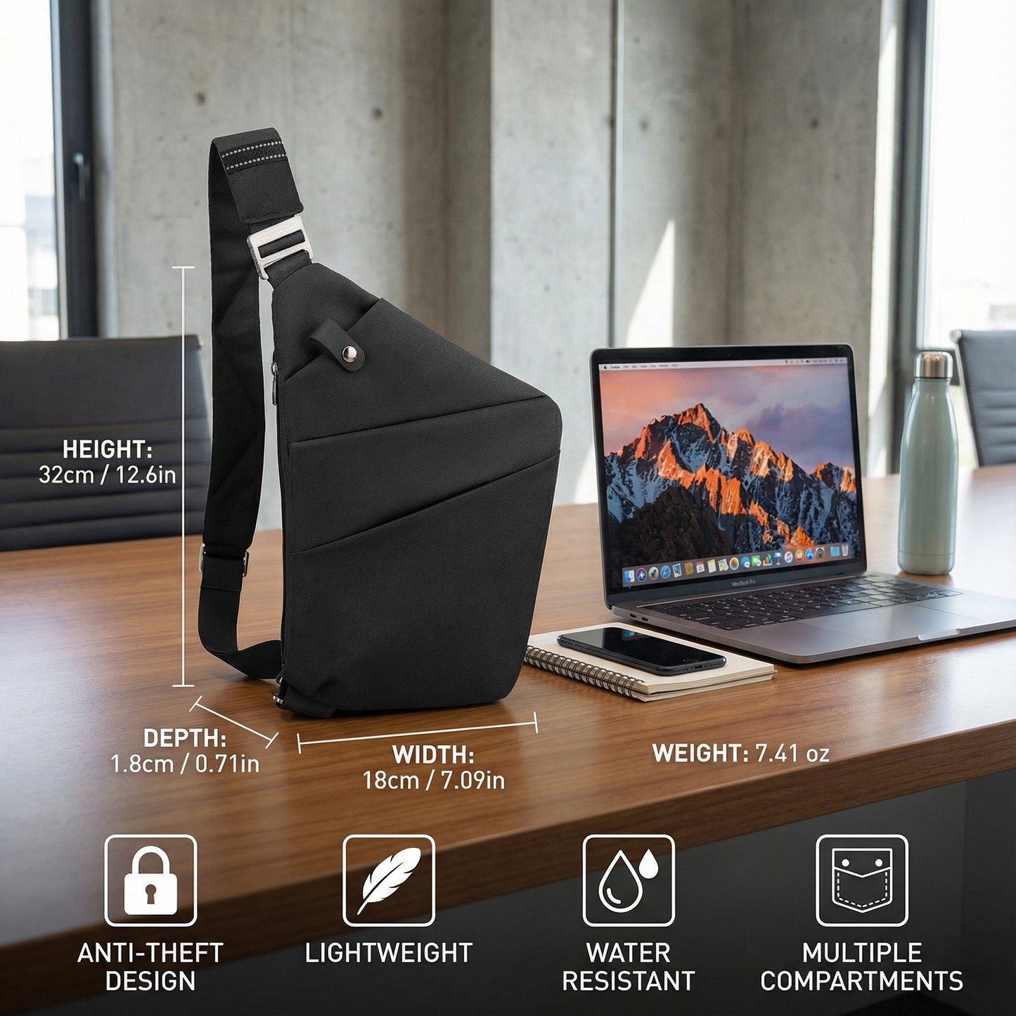 Anti-Theft Designer Crossbody Bag