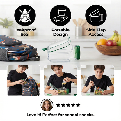 To-Go Snack Box with Side Flap – Leakproof & Portable
