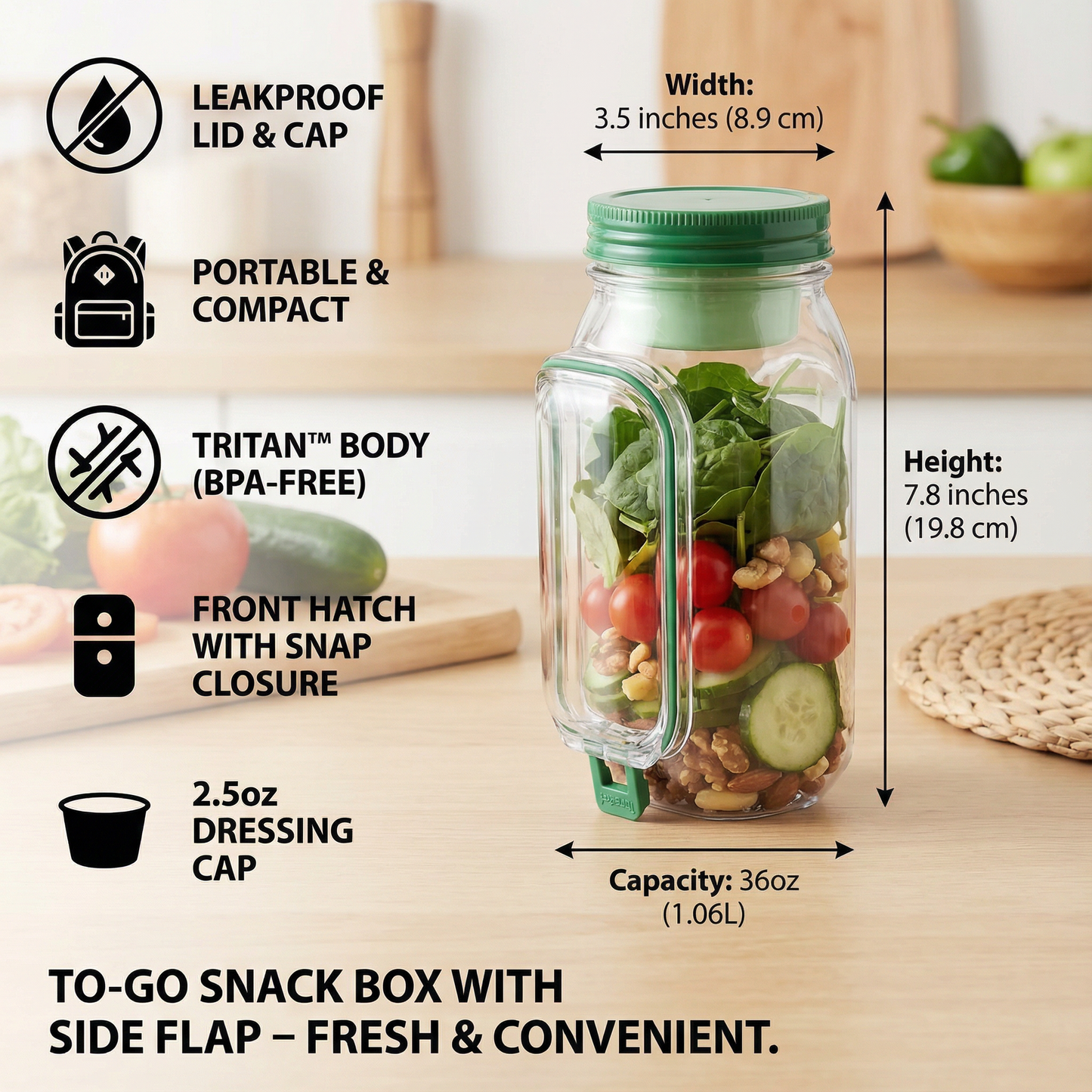 To-Go Snack Box with Side Flap – Leakproof & Portable