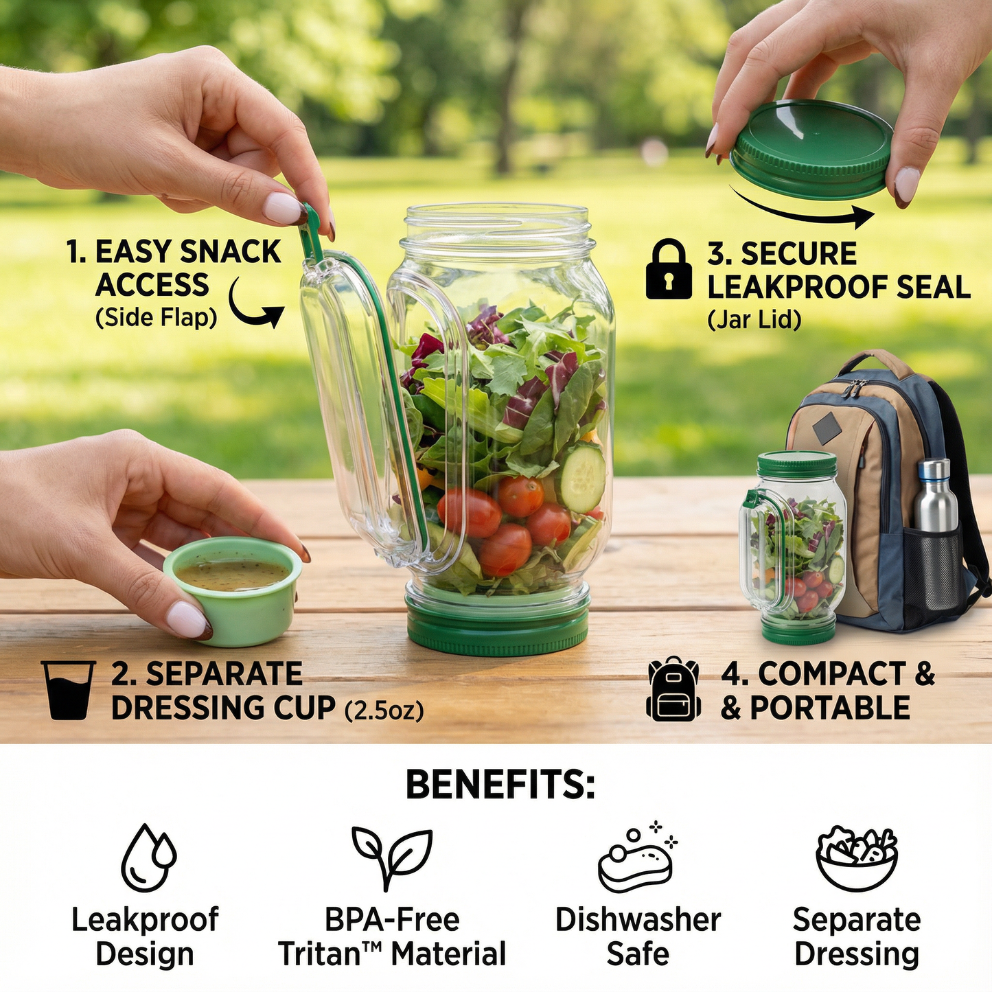 To-Go Snack Box with Side Flap – Leakproof & Portable