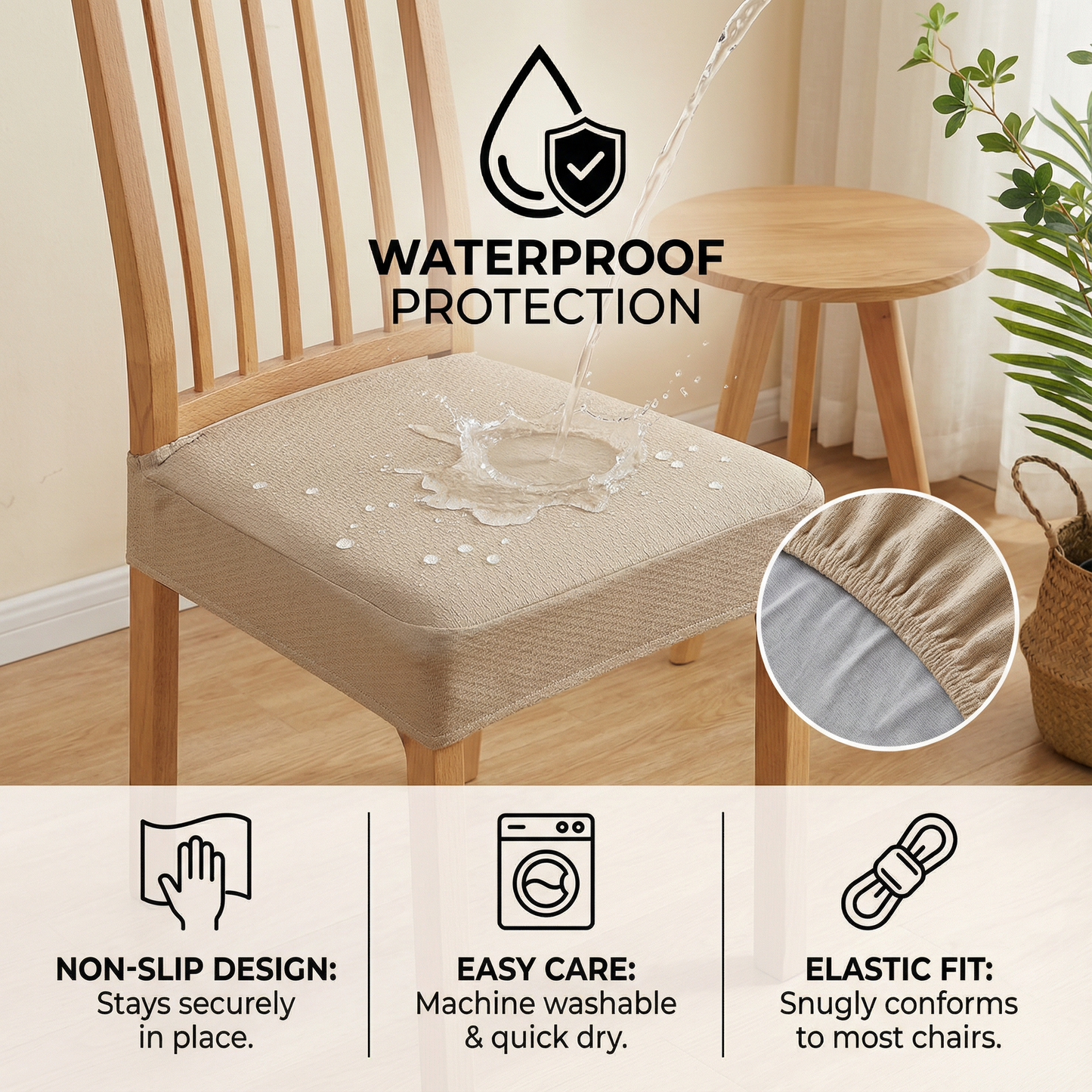 Waterproof Jacquard Chair Cushion Cover – Non-Slip & Easy Care