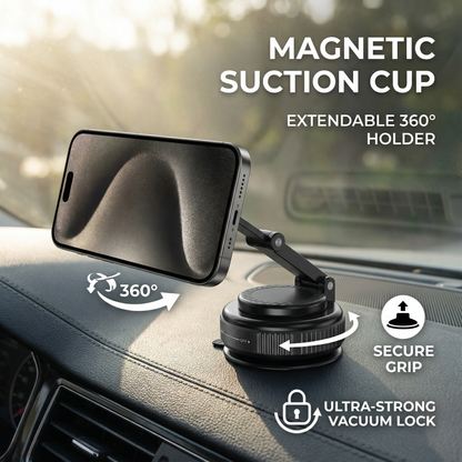 Magnetic Suction Cup – Extendable 360° Phone Holder with Vacuum Lock