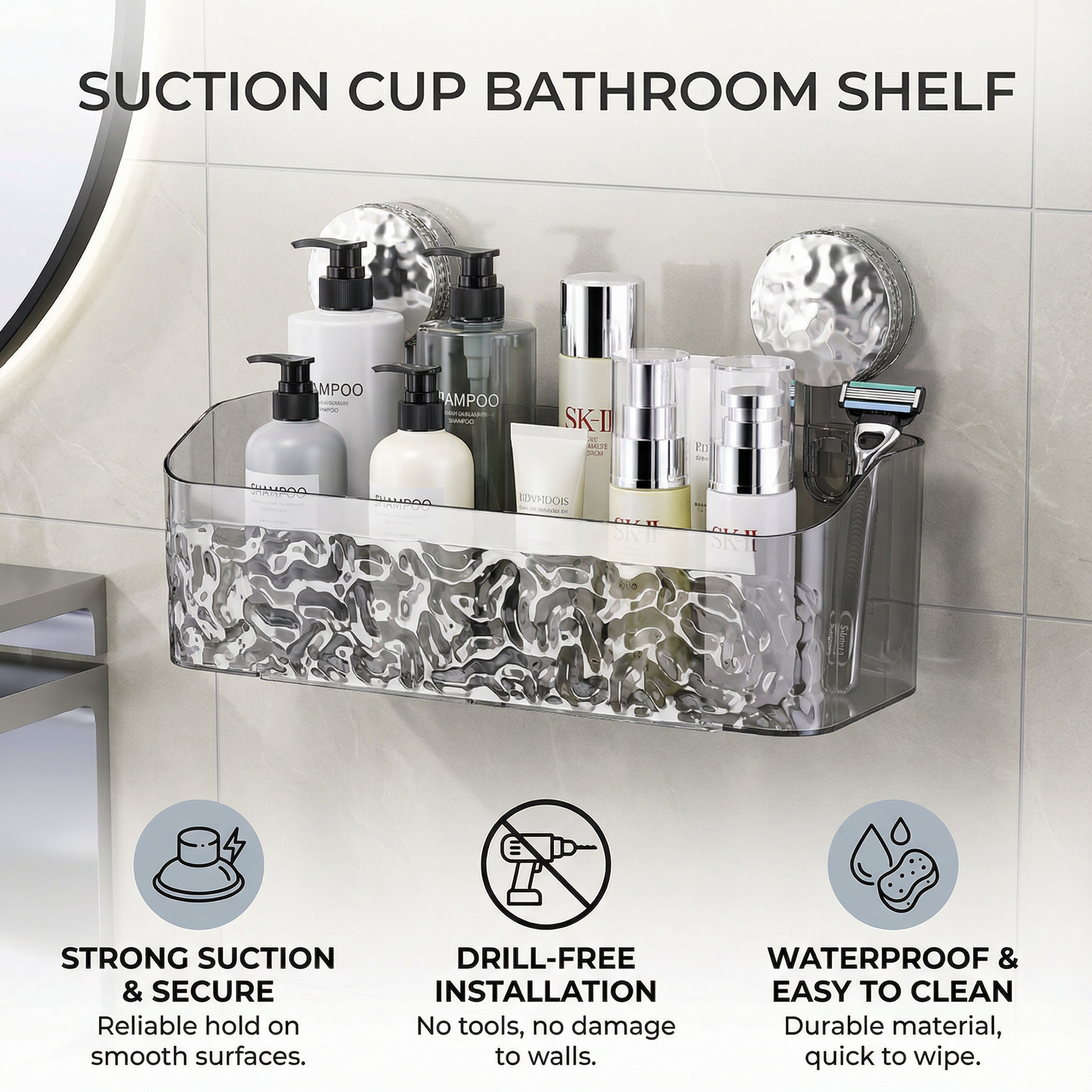 Suction Cup Bathroom Shelf