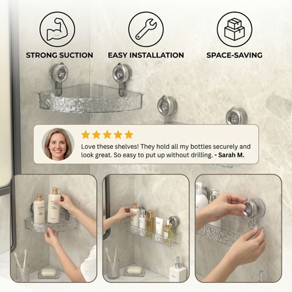 Bathroom Suction Cup Corner Shelf