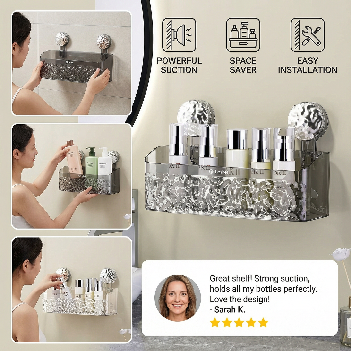 Suction Cup Bathroom Shelf