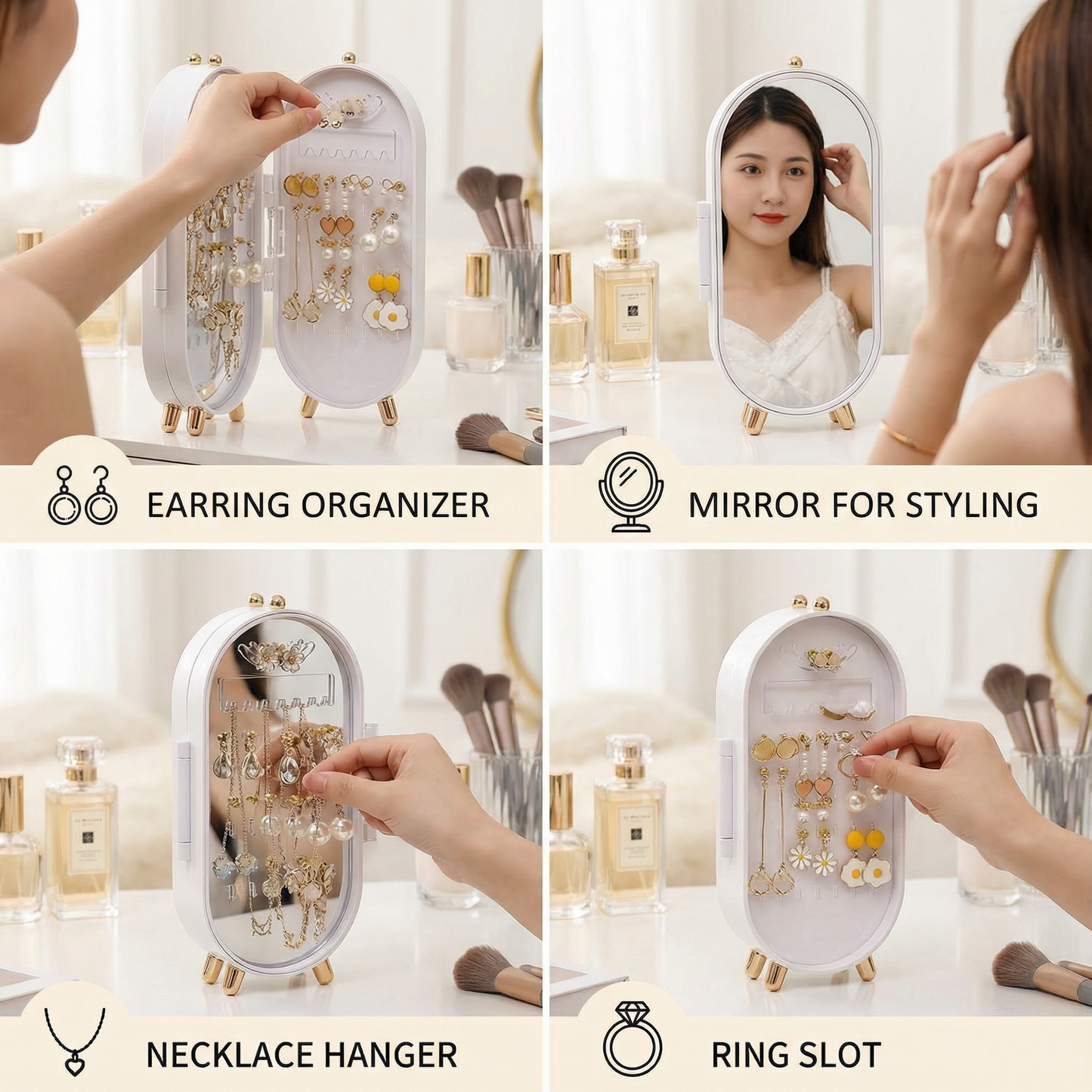 Elegant Jewelry Storage Box With Mirror