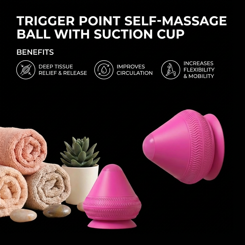 Trigger point self-massage ball with suction cup