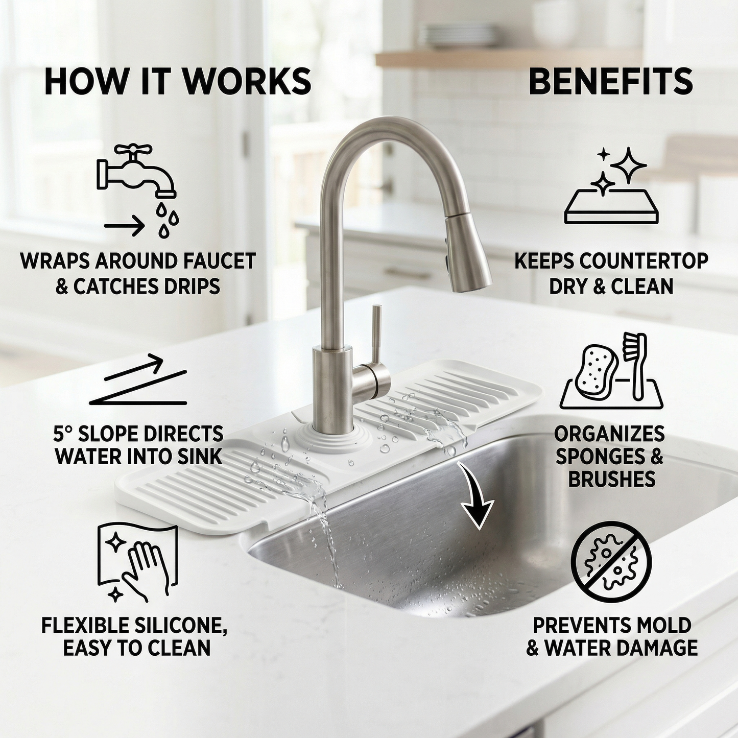 Silicone Splash Guard Sink Mat