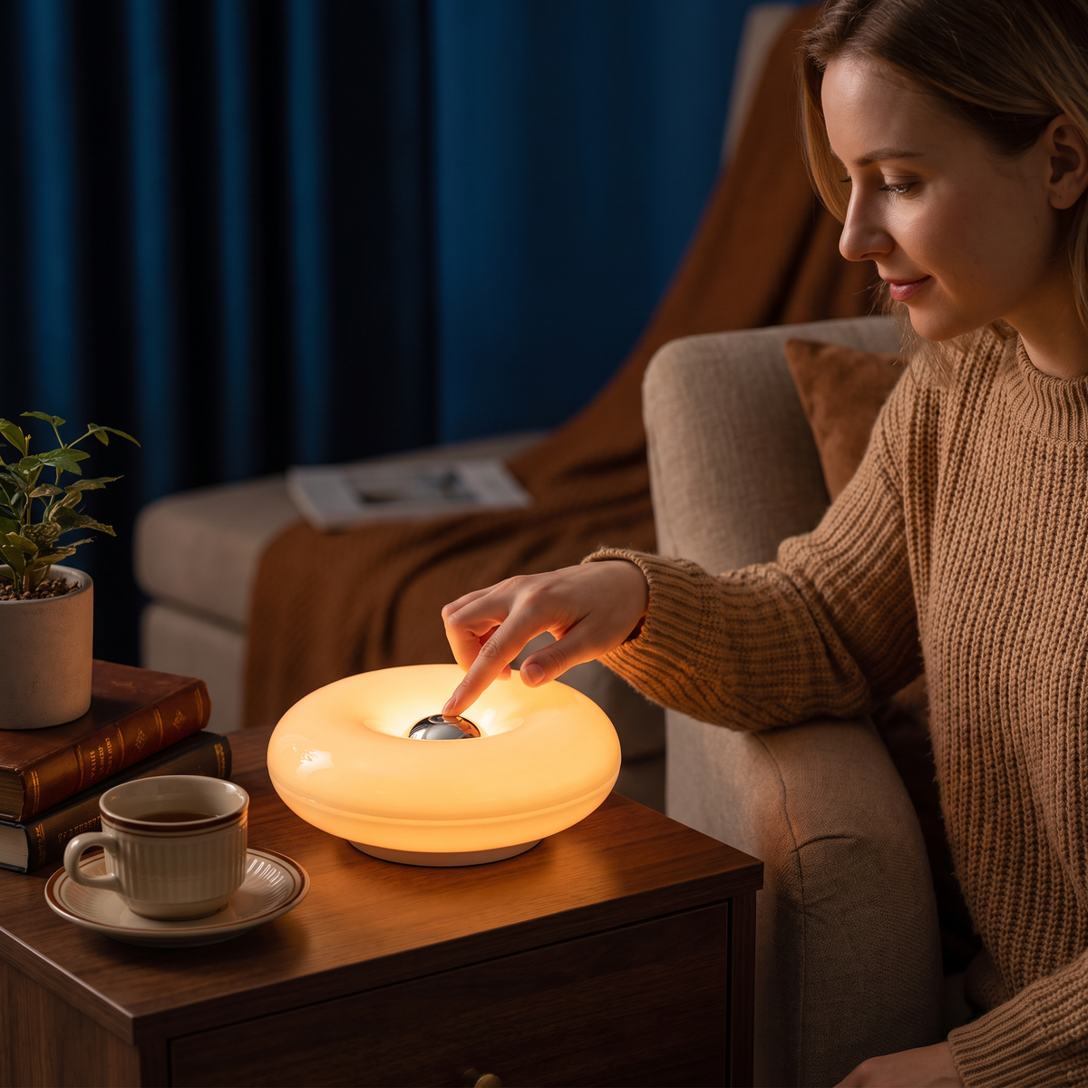Retro Donut-Shaped LED Lamp with Cozy Ambient Glow